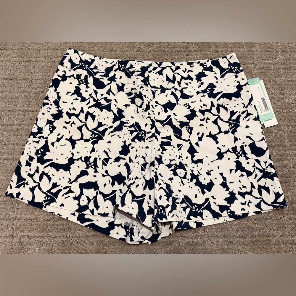 Margaret M Navy and White Floral Shorts